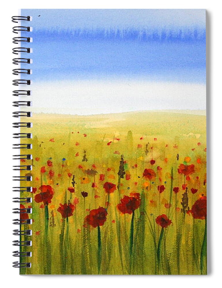 Floral Spiral Notebook featuring the painting Poppy Meadow by Julie Lueders 