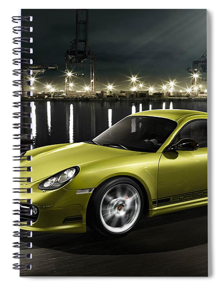 Porsche Cayman R Spiral Notebook featuring the digital art Porsche Cayman R by Maye Loeser