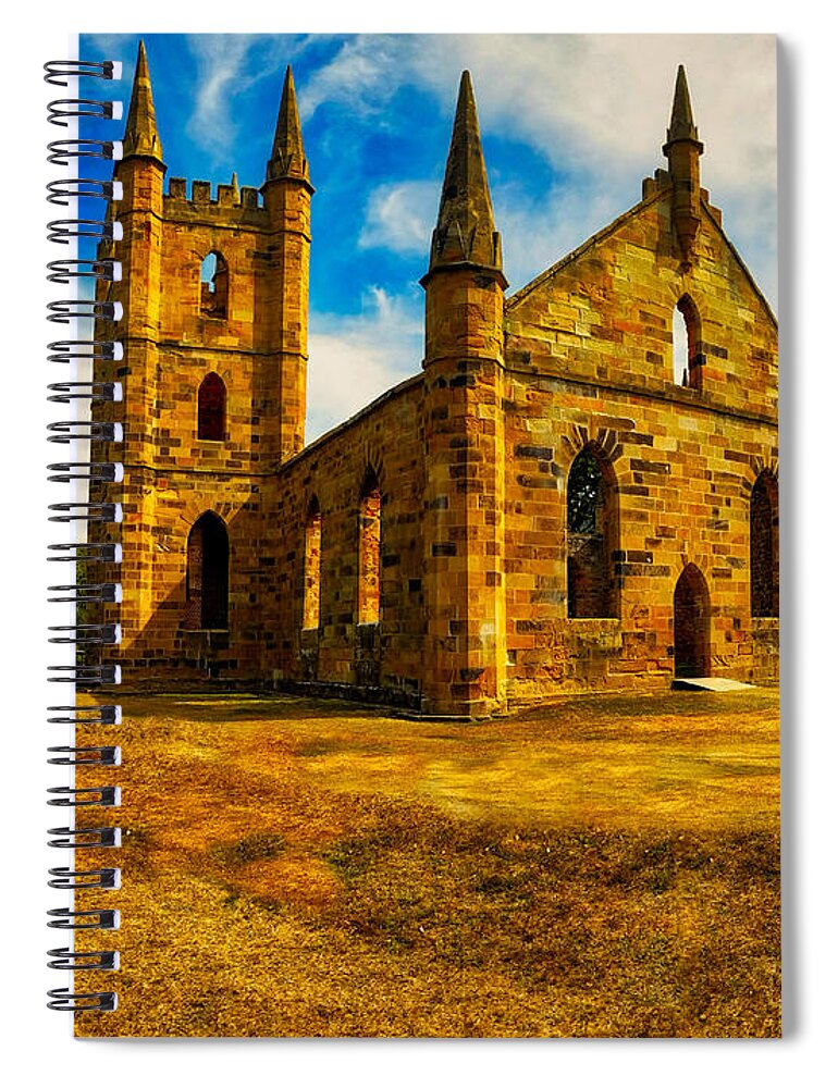Port Arthur Spiral Notebook featuring the photograph Port Arther Church by Richard Gehlbach
