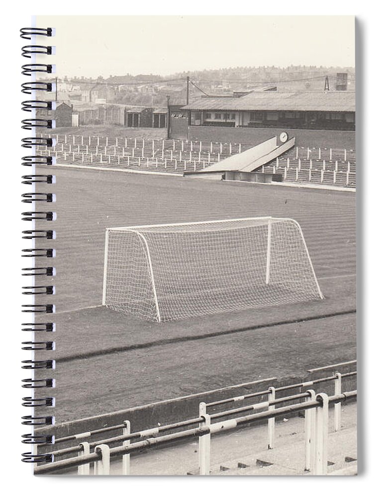  Spiral Notebook featuring the photograph Port Vale - Vale Park - Lorne Street Stand 1 - BW - September 1968 by Legendary Football Grounds