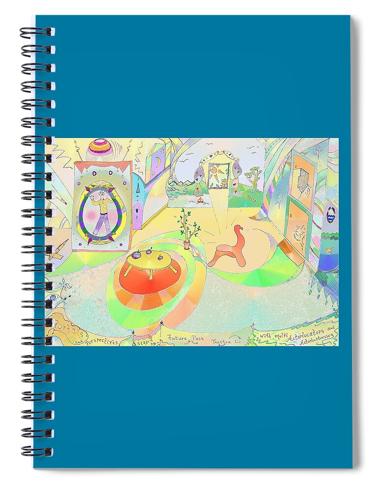 Spiral Spiral Notebook featuring the drawing Portals and Perspectives by Julia Woodman