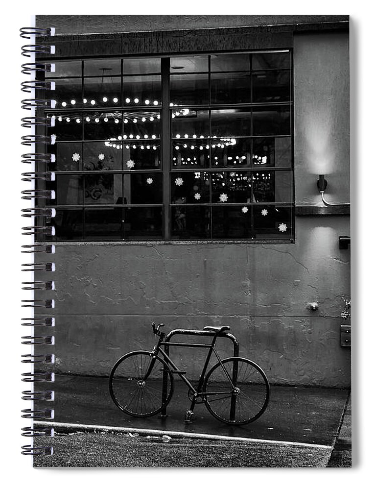 Oregon. Bikes Spiral Notebook featuring the photograph Portland Street by Steven Clark