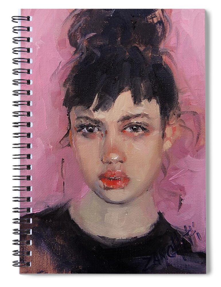 Portrait Spiral Notebook featuring the painting Portrait Demo by Laura Lee Zanghetti