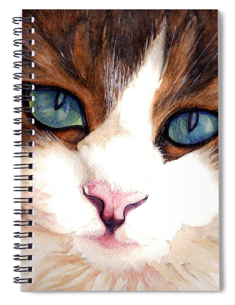 Cat Spiral Notebook featuring the painting Portrait of a cat by Janine Riley