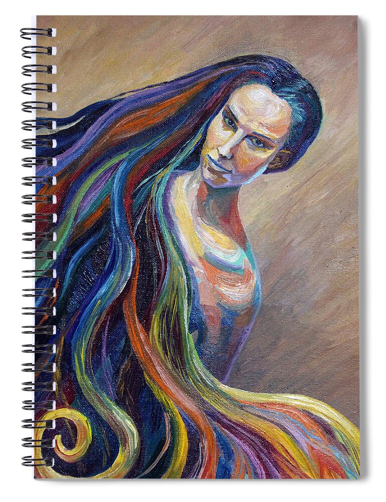 Russian Artists New Wave Spiral Notebook featuring the painting Portrait of a Girl by Alina Malykhina