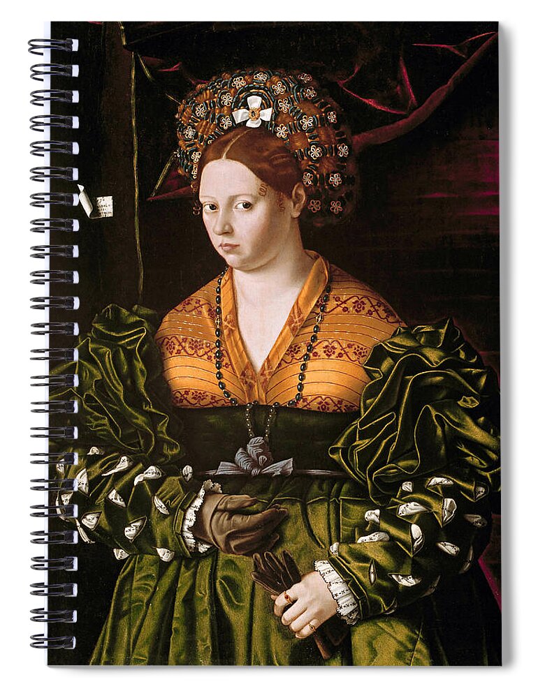 Bartolomeo Veneto Spiral Notebook featuring the painting Portrait of a Lady by Bartolomeo Veneto