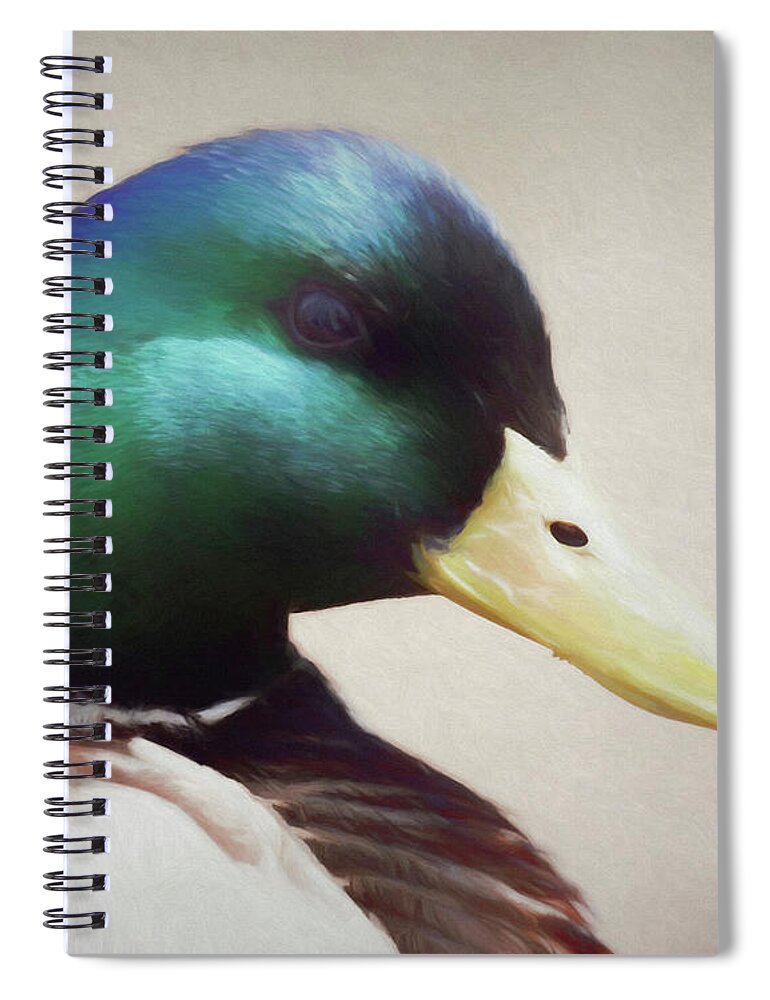 Animals Spiral Notebook featuring the digital art Portrait of a Mallard by Ernest Echols