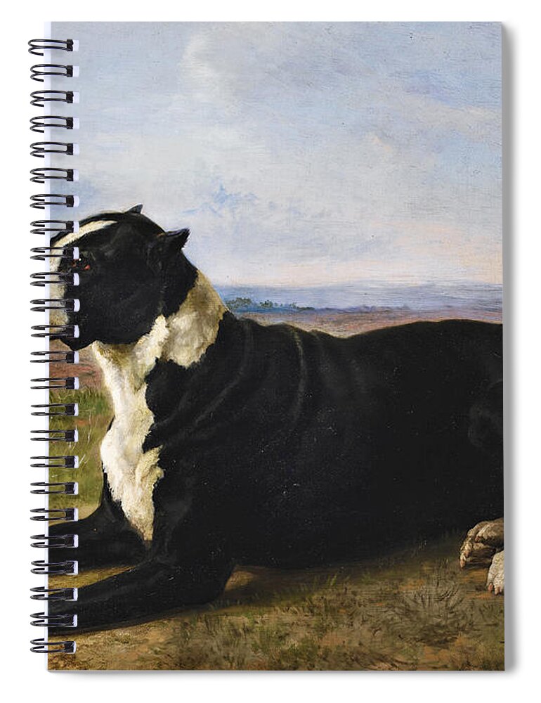 Rosa Bonheur Spiral Notebook featuring the painting Portrait of a Mastiff-Labrador in a Landscape by Rosa Bonheur
