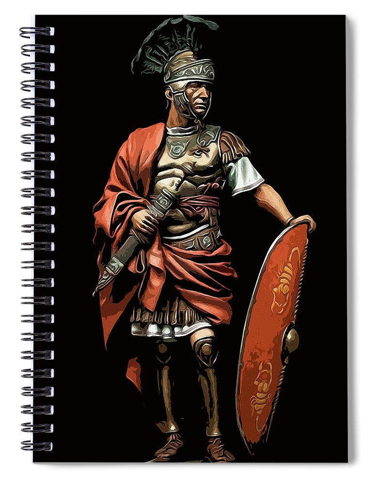 Centurion Spiral Notebook featuring the painting Portrait of a Roman Legionary - 02 by AM FineArtPrints