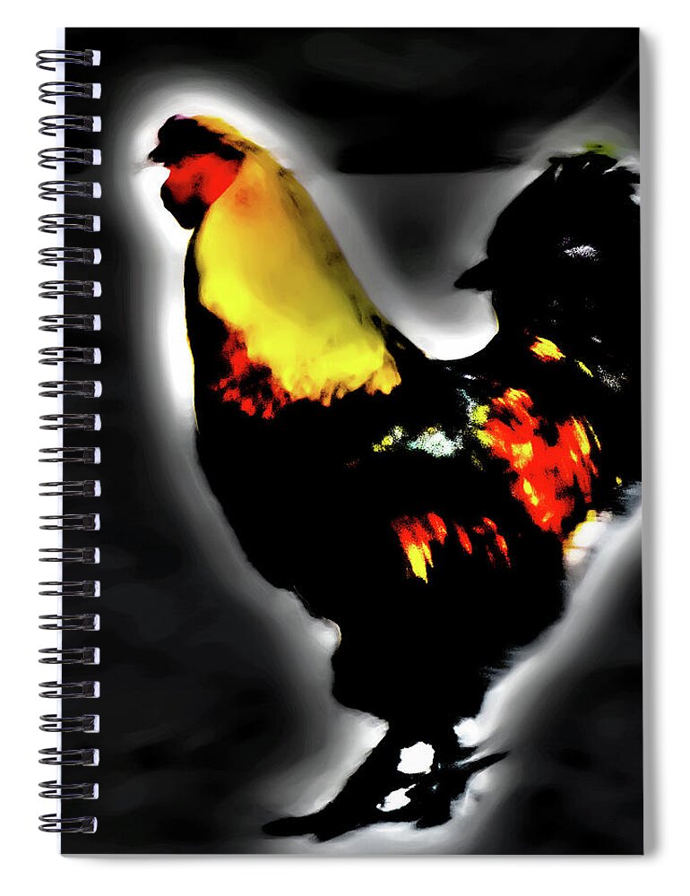 Rooster Spiral Notebook featuring the photograph Portrait of a Rooster by Gina O'Brien