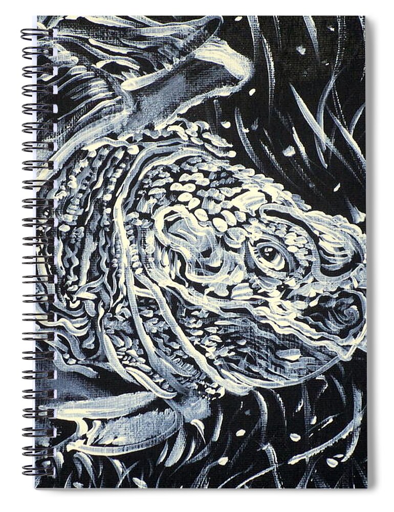 Turtle Spiral Notebook featuring the painting Portrait Of A Turtle by Fabrizio Cassetta