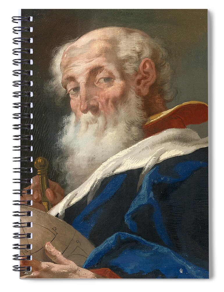 Mattia Bortoloni Spiral Notebook featuring the painting Portrait of an Astronomer Half-Length by Mattia Bortoloni