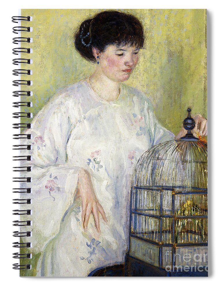 Bird Cage Spiral Notebook featuring the painting Portrait of Madame Frieseke by Frederick Carl Frieseke