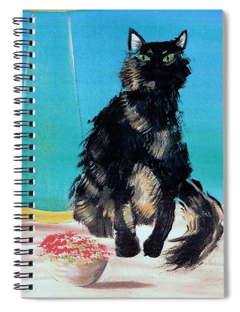 Cat Spiral Notebook featuring the painting Portrait of Muffin by Denise F Fulmer