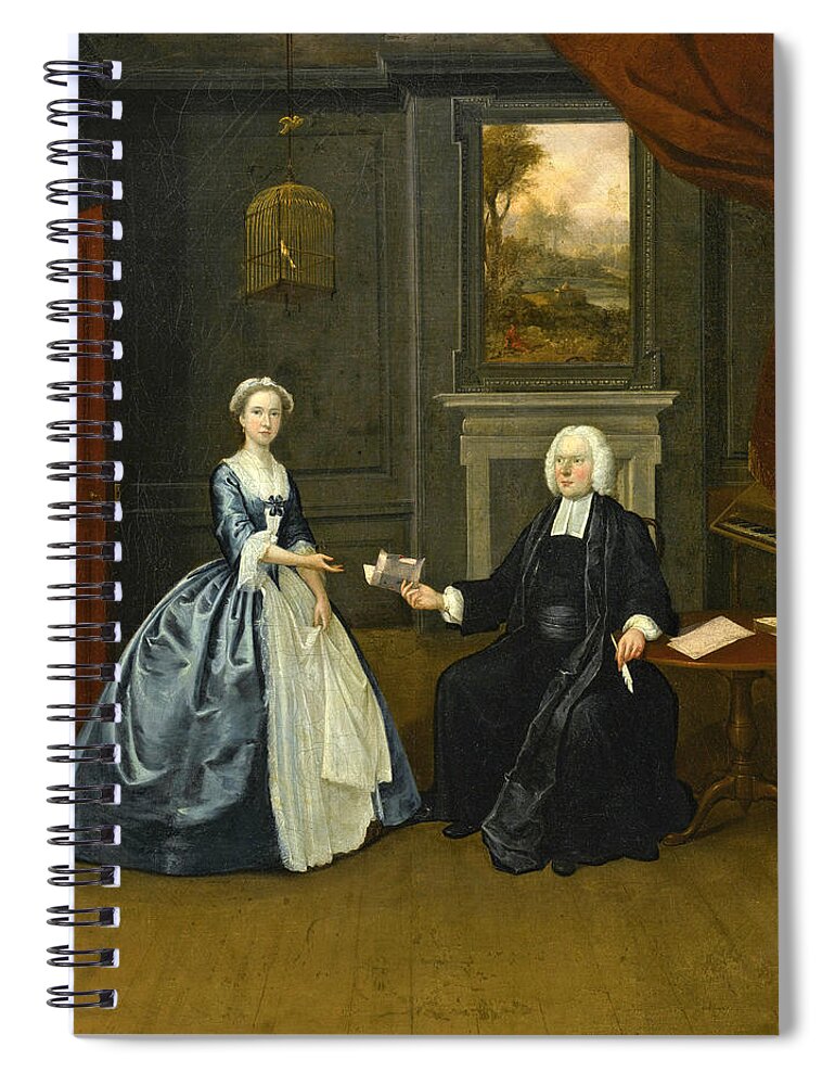 Arthur Devis Spiral Notebook featuring the painting Portrait of the Reverend Thomas D'Oyly with His Wife Henrietta Maria Full-Length in an Interior by Arthur Devis