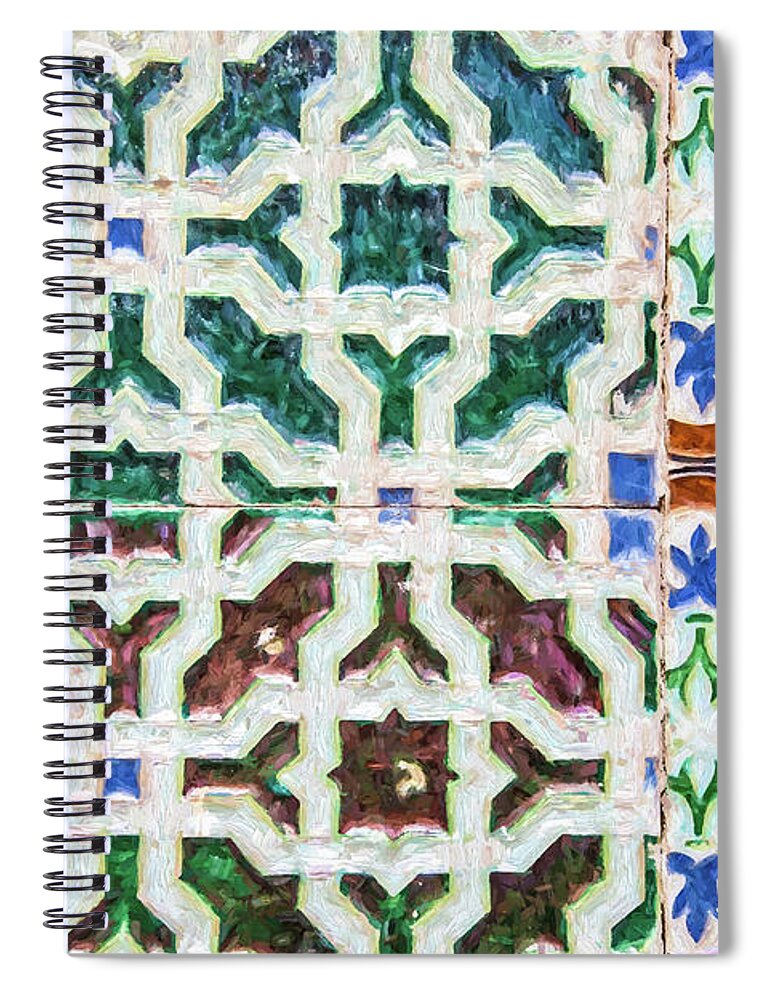 Azulejo Spiral Notebook featuring the painting Portuguese Handmade Tile by David Letts