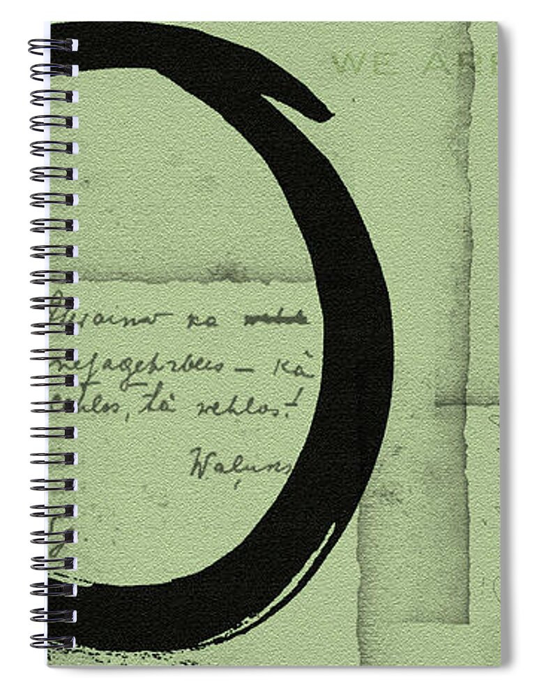 Green Spiral Notebook featuring the painting Postcard for Peace by Julie Niemela