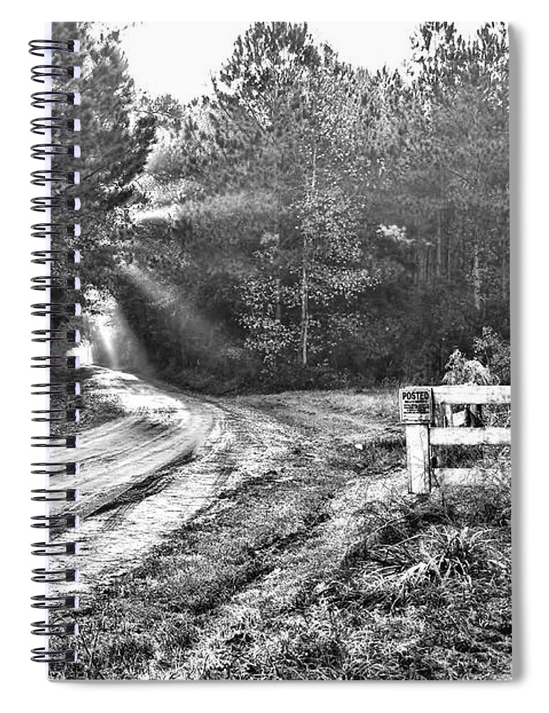 'sun Rays' Spiral Notebook featuring the photograph Posted on Witsell Rd by Scott Hansen