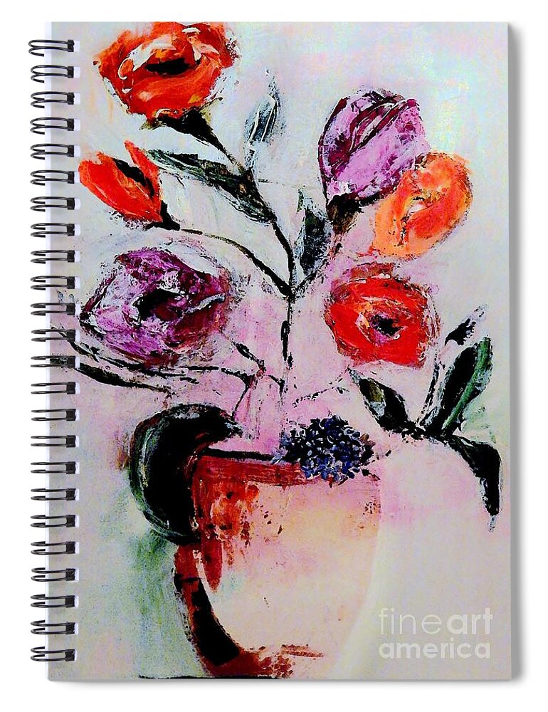 Pot Spiral Notebook featuring the painting Pottery Plants by Lisa Kaiser