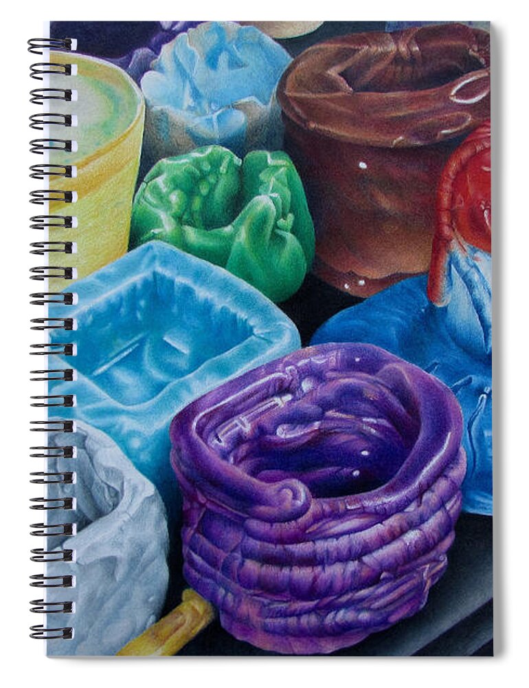 Color Pencil Spiral Notebook featuring the drawing Pottery Princess by Pamela Clements