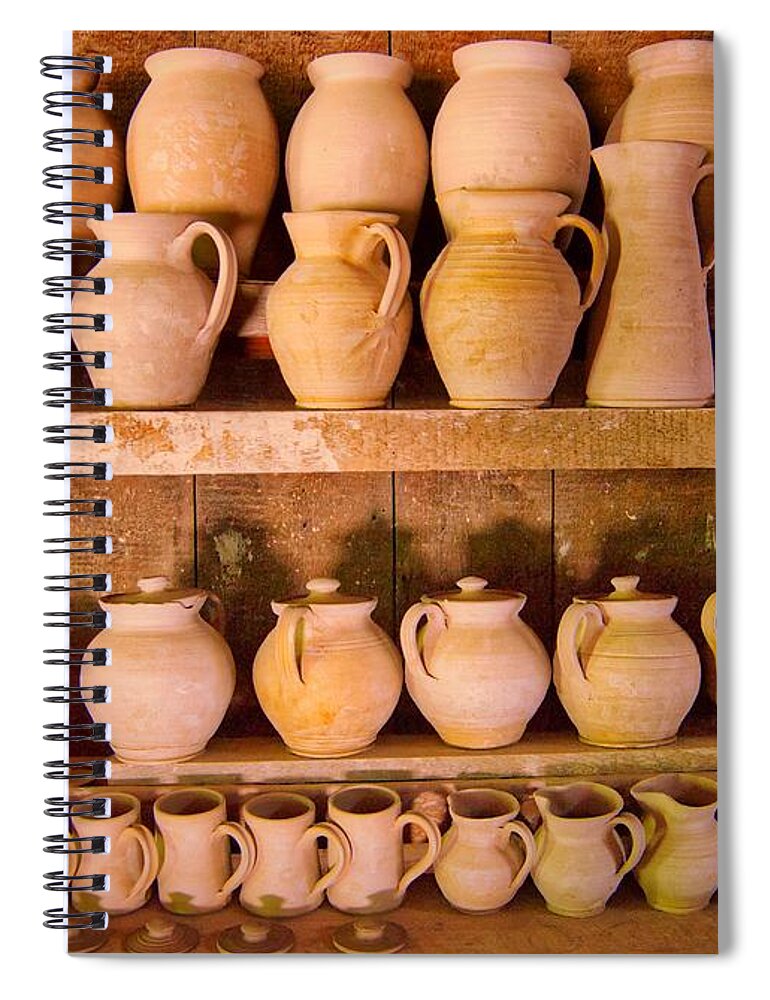 Pottery Spiral Notebook featuring the photograph Pottery Wall by Mark Valentine
