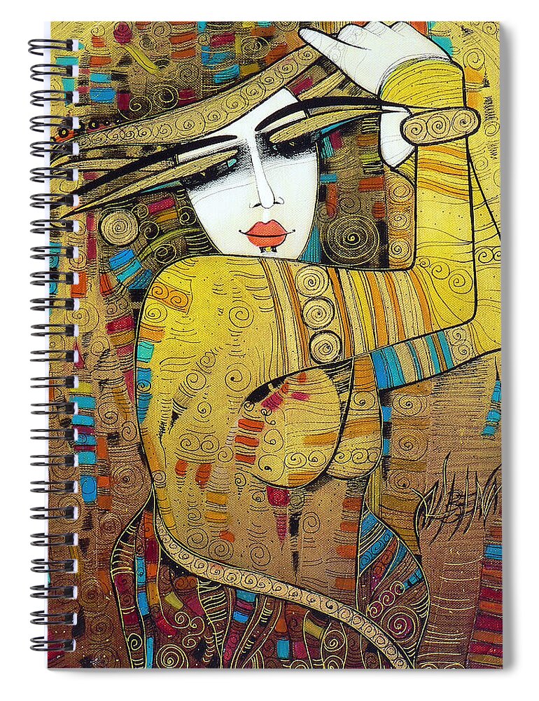 Albena Spiral Notebook featuring the painting Poupoupidou by Albena Vatcheva