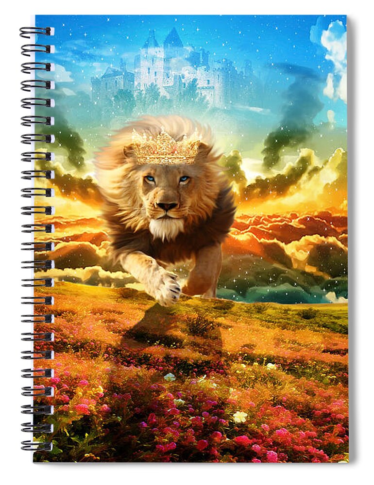 Lion Of Judah Spiral Notebook featuring the digital art Power and Glory by Dolores Develde
