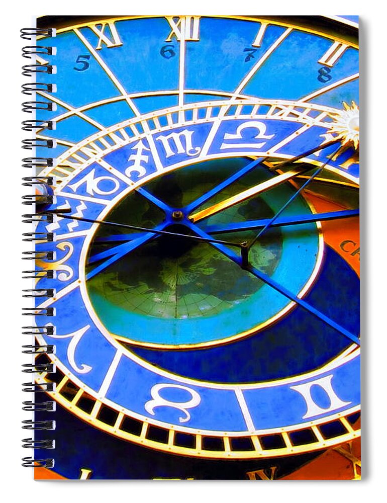 Prague Spiral Notebook featuring the photograph Prague Orloj by Andreas Thust