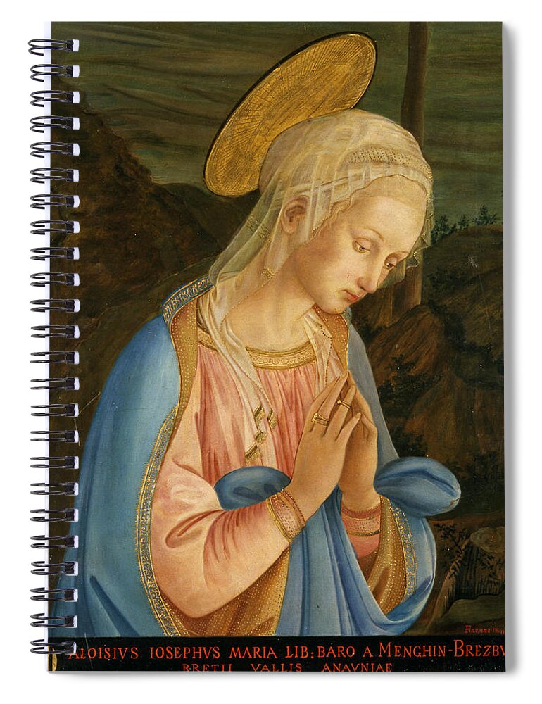 Massimo Diodato Spiral Notebook featuring the painting Praying Virgin by Massimo Diodato
