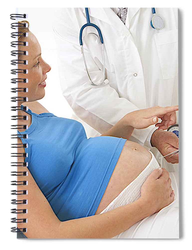 People Spiral Notebook featuring the photograph Pregnant Woman Views Ultrasound Scan by Jean-Paul Chassenet