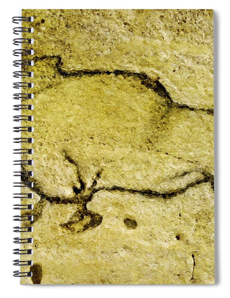 Bison Spiral Notebook featuring the digital art Prehistoric Bison 1- La Covaciella by Weston Westmoreland