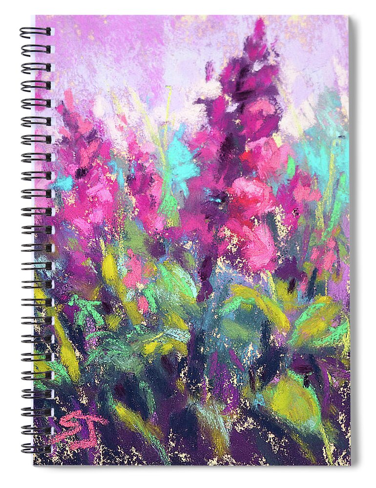 Pink Snapdragons Spiral Notebook featuring the painting Pretty in Pink by Susan Jenkins