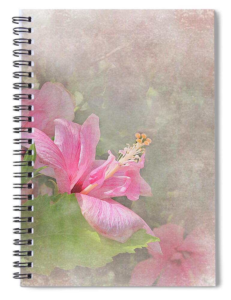 Flower Spiral Notebook featuring the digital art Pretty Pink Hibiscus by Michele A Loftus