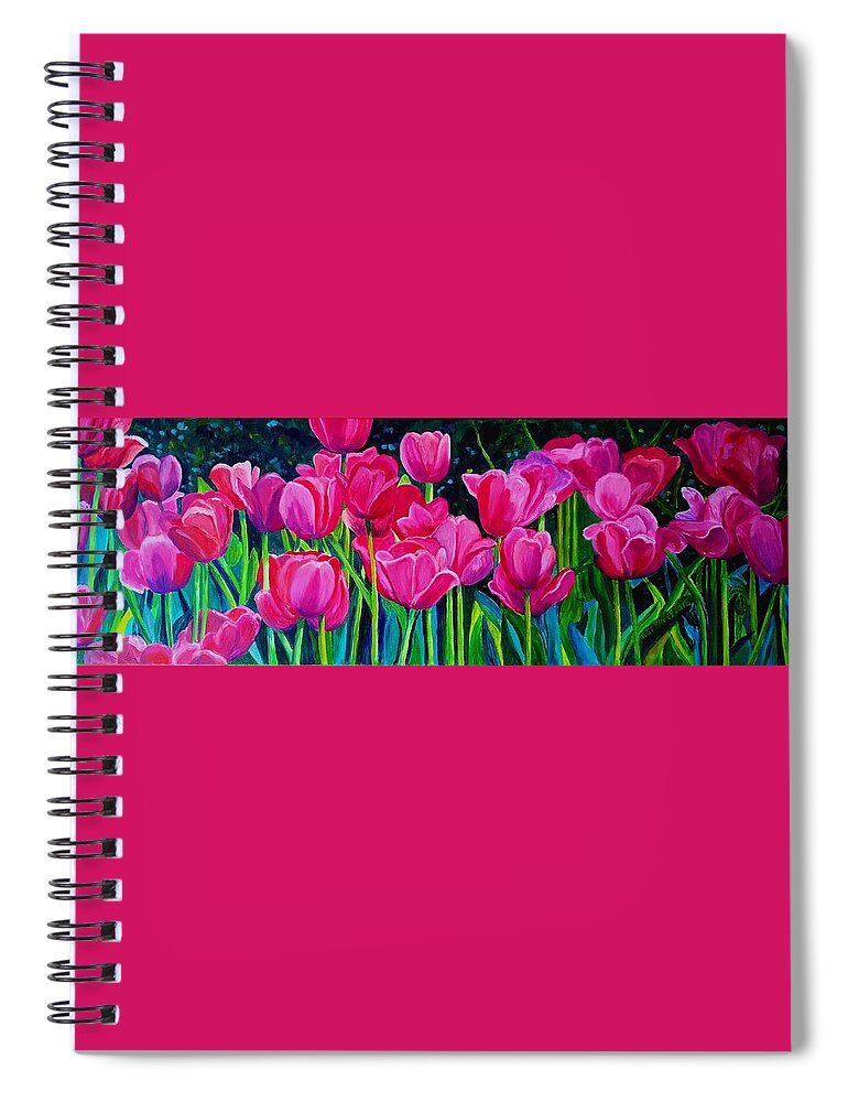 Pink Tulips Spiral Notebook featuring the painting Pretty Pinks by Julie Brugh Riffey
