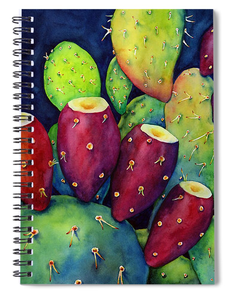 Cactus Spiral Notebook featuring the painting Prickly Pear by Hailey E Herrera