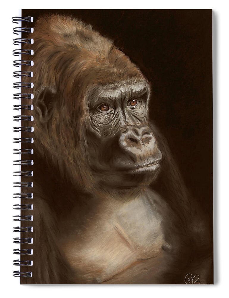 Gorilla Spiral Notebook featuring the pastel Primal by Kirsty Rebecca