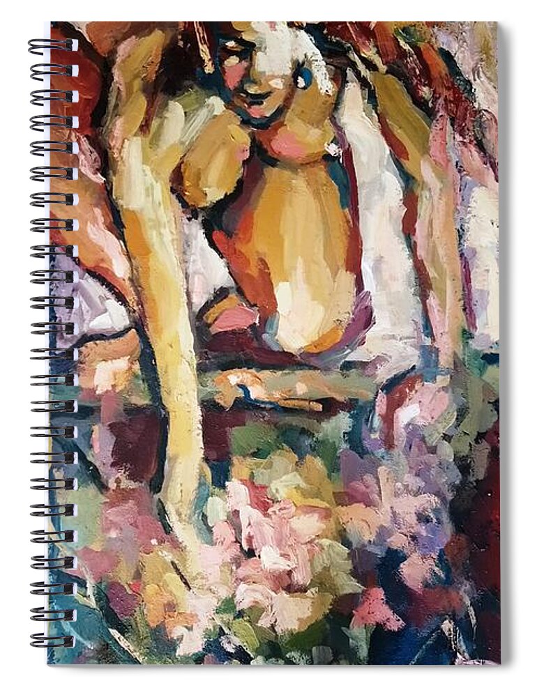 Spring Spiral Notebook featuring the painting Primavera by Nelya Pinchuk