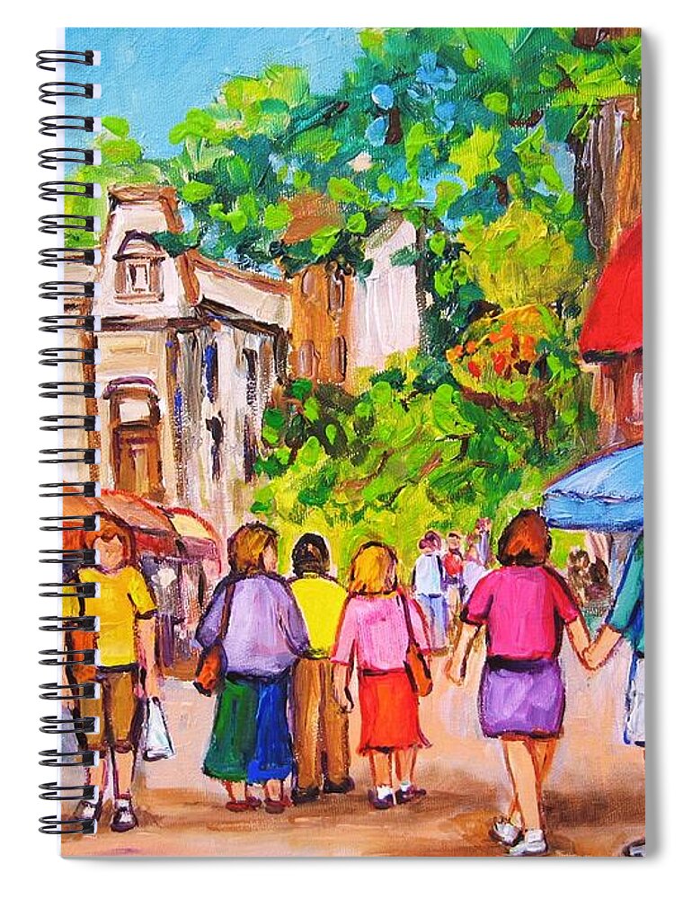 Rue Prince Arthur Montreal Street Scenes Spiral Notebook featuring the painting Prince Arthur Street Montreal by Carole Spandau