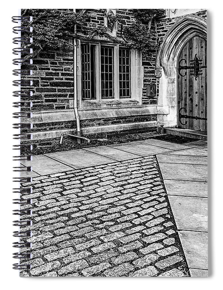 Princeton University Spiral Notebook featuring the photograph Princeton University Foulke Hall BW by Susan Candelario