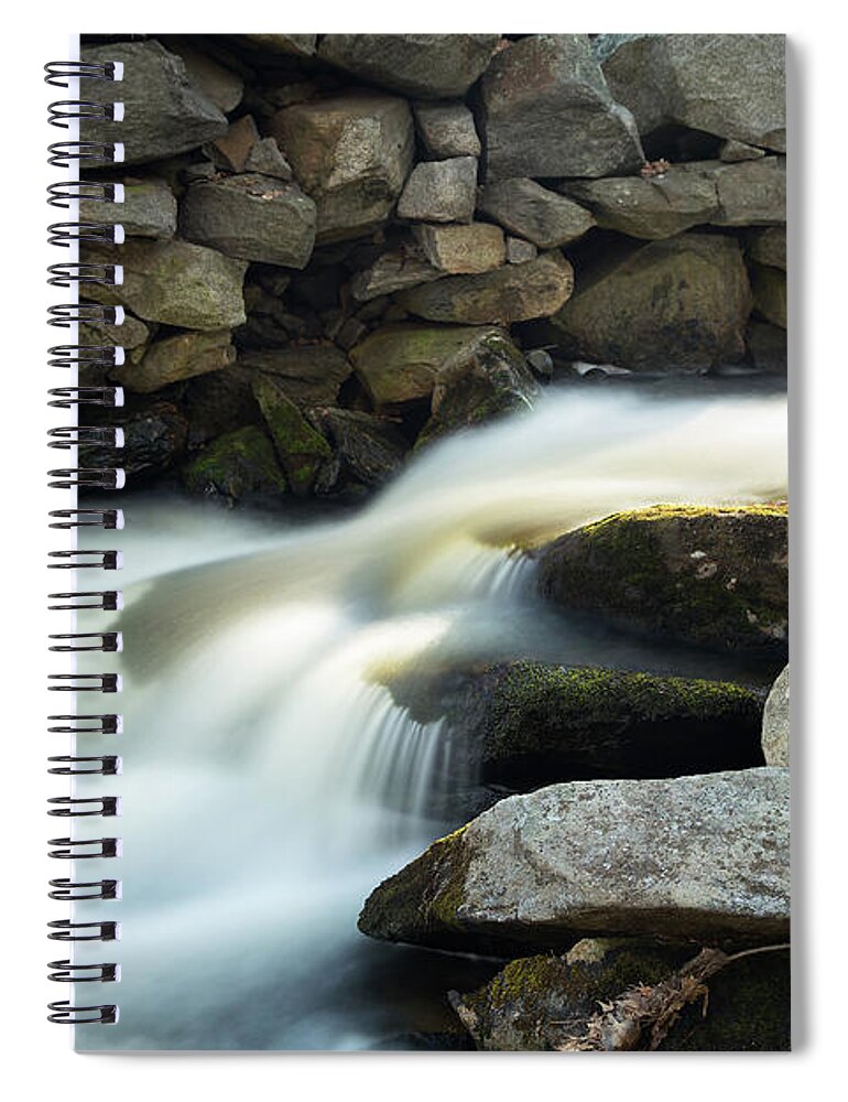 Princeton Ma Mass Massachusetts Newengland New England U.s.a. Usa Brian Hale Brianhalephoto Outside Outdoors Nature Natural Sky Trees Forest Woods Secluded Water Waterfall Falls Long Exposure Rocks Rocky Spiral Notebook featuring the photograph Princeton Waterfall 2 by Brian Hale