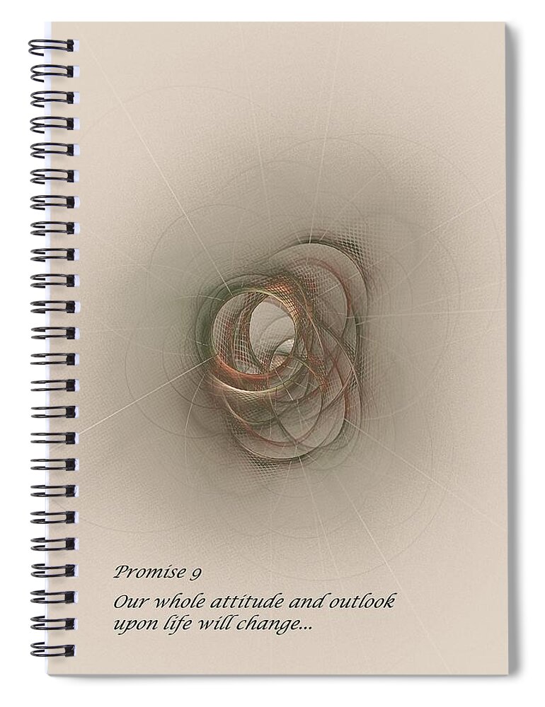 Fractal Art Spiral Notebook featuring the digital art Promise 9 Attitude and Outlook will Change by Doug Morgan