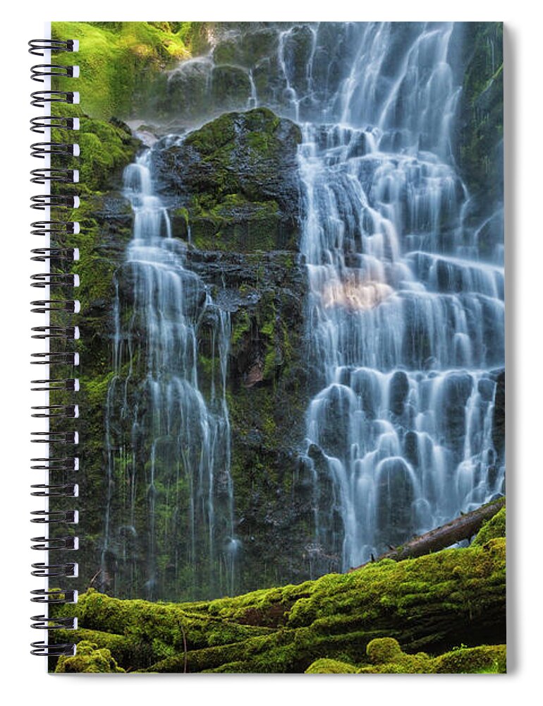 Central Oregon Spiral Notebook featuring the photograph Proxy Falls Dappled in Light by Mark Kiver