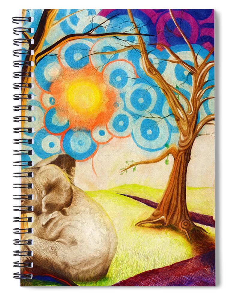 Elephants Spiral Notebook featuring the drawing Psychedelic Elephants by Shawna Rowe