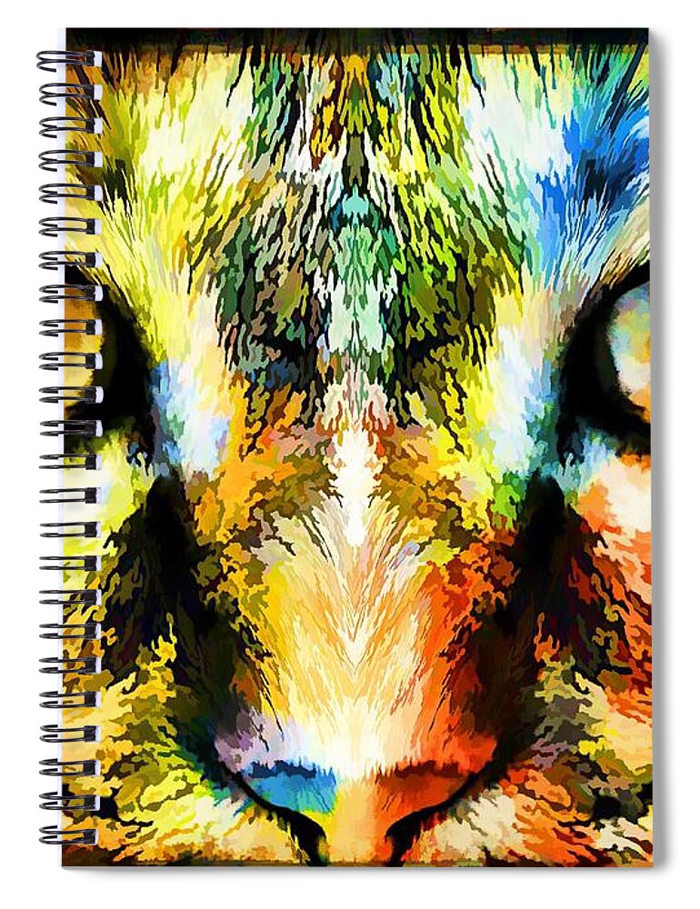 Cat Spiral Notebook featuring the digital art Psychedelic Kitty Cat by Melissa Bittinger