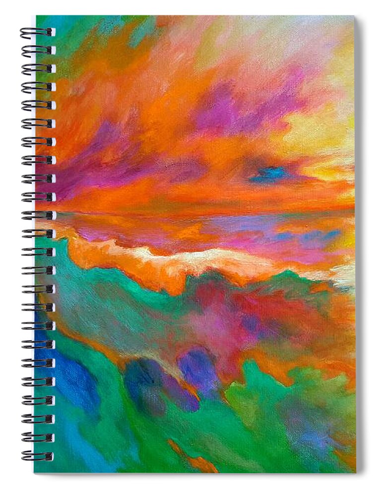 Landscape Spiral Notebook featuring the painting Psychedelic Sea by Alison Caltrider