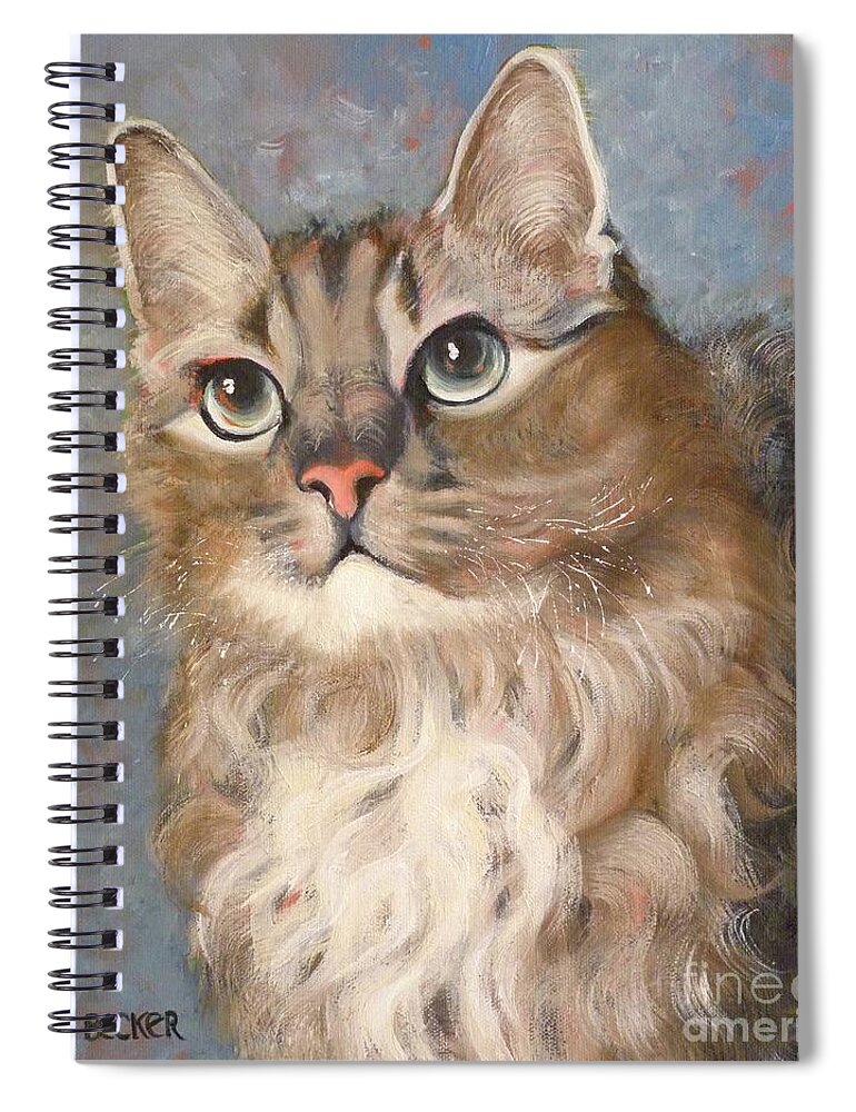 Cat Spiral Notebook featuring the painting Puff Ball by Susan A Becker
