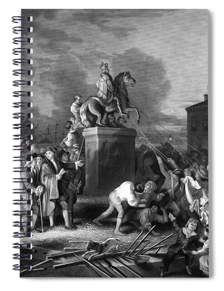 Revolution Spiral Notebook featuring the painting Pulling down the statue of George III by War Is Hell Store