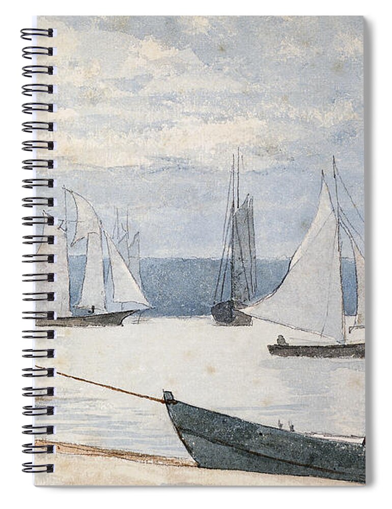 Man Spiral Notebook featuring the painting Pulling the Dory by Winslow Homer