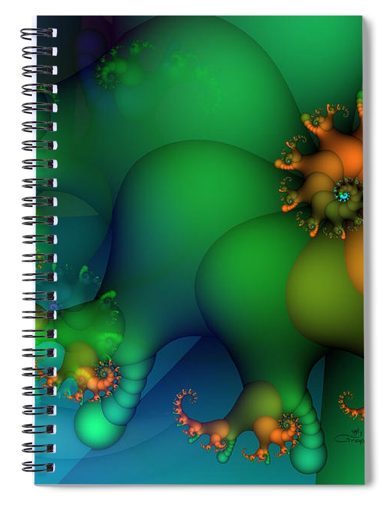 Fractal Spiral Notebook featuring the digital art Pumpkin Garden by Jutta Maria Pusl