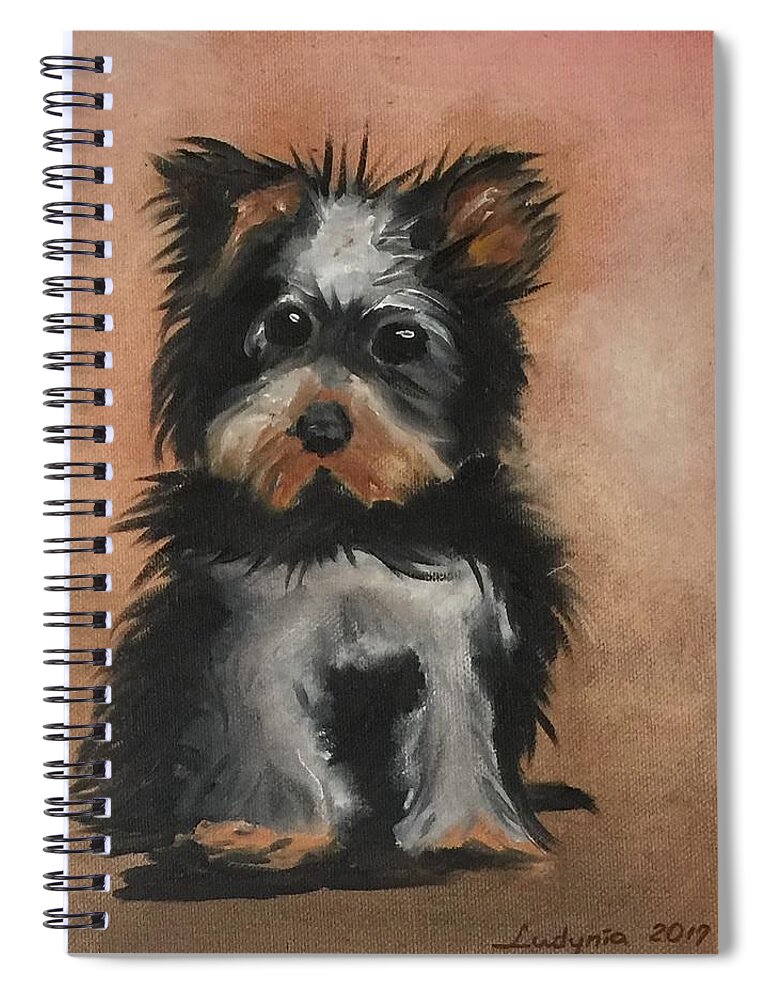 Puppy Spiral Notebook featuring the painting Puppy E by Ryszard Ludynia